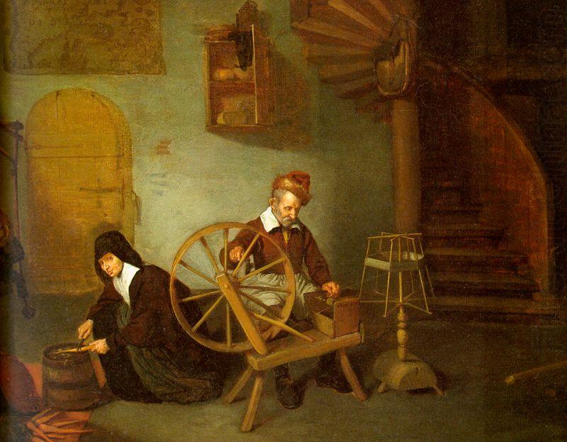 Man Spinning and Woman Scraping Carrots, Quirijn van Brekelenkam